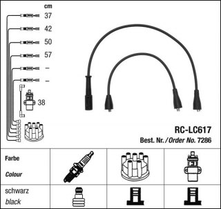Zapalovací kabely NGK Lancia A112 0.9 (09.79-08.85) RC-LC617 7286 (sada)