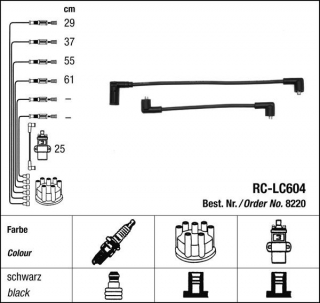 Zapalovací kabely NGK Lancia Dedra 1.6 (09.89-06.94) RC-LC604 8220 (sada)