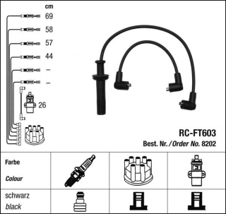 Zapalovací kabely NGK Lancia Dedra 2.0 (07.94-08.98) RC-FT603 8202 (sada)