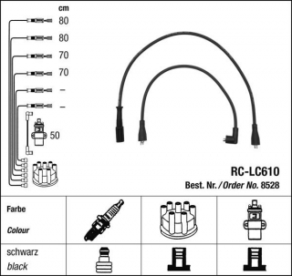 Zapalovací kabely NGK Lancia Delta 1.5 (11.90-10.93) RC-LC610 8528 (sada)