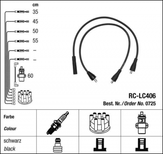 Zapalovací kabely NGK Lancia Prisma 1.5 (08.85-02.88) RC-LC406 725 (sada)