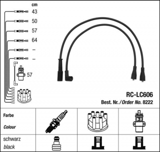 Zapalovací kabely NGK Lancia Prisma 1.6 (11.82-10.85) RC-LC606 8222 (sada)