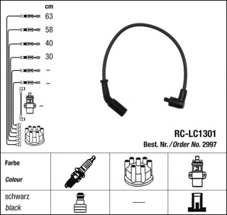 Zapalovací kabely NGK Lancia Y10 (Ypsilon) 1.1 (10.92-08.95) RC-LC1301 2997 (sada)