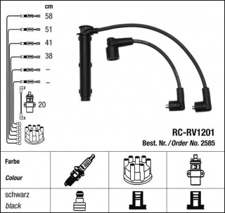 Zapalovací kabely NGK Land Rover Freelander 1.8 (07.97-09.00) RC-RV1201 2585 (sada)