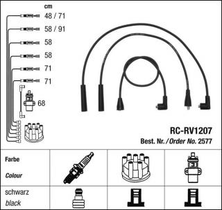 Zapalovací kabely NGK Land Rover Range Rover 4.2 (09.91-04.94) RC-RV1207 2577 (sada)
