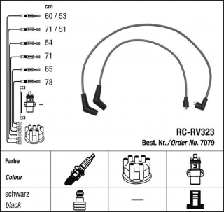Zapalovací kabely NGK Land Rover Range Rover 4.6 (05.94-10.98) RC-RV323 7079 (sada)