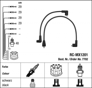 Zapalovací kabely NGK LDV Sherpa 1.7 KB17 (10.78-12.82) RC-MX1201 7702 (sada)