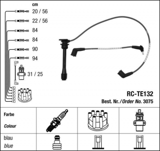 Zapalovací kabely NGK Lexus LS 400 4.5 (10.94-09.97) RC-TE132 3075 (sada)