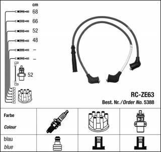 Zapalovací kabely NGK Mazda 323 1.3 (06.89-06.91) RC-ZE63 5388 (sada)