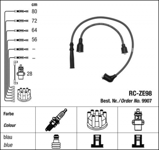 Zapalovací kabely NGK Mazda 323 1.5 (08.80-07.82) RC-ZE98 9907 (sada)