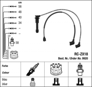 Zapalovací kabely NGK Mazda 323 1.6 (06.86-03.87) RC-ZX18 9920 (sada)