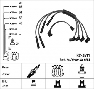 Zapalovací kabely NGK Mazda 323 1.6 16V (11.85-12.89) RC-ZE11 9851 (sada)