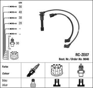 Zapalovací kabely NGK Mazda 323 1.6 Turbo GTX (04.87-05.89) RC-ZE07 9846 (sada)