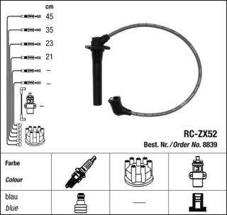Zapalovací kabely NGK Mazda 323F 1.8 (08.94-09.98) RC-ZX52 8839 (sada)