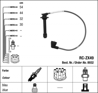 Zapalovací kabely NGK Mazda 626 1.8 (07.97-09.99) RC-ZX49 8932 (sada)