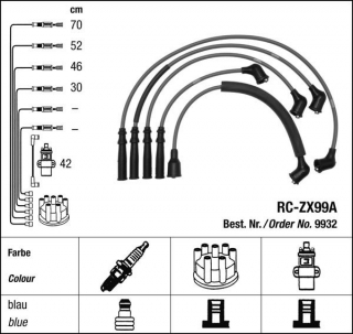 Zapalovací kabely NGK Mazda 626 2.0 (02.83-07.91) RC-ZX99A 9932 (sada)