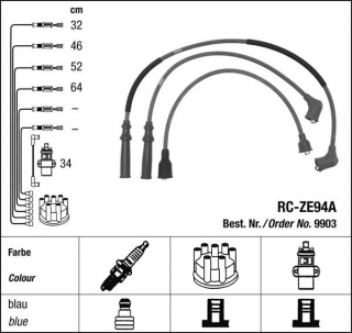 Zapalovací kabely NGK Mazda 626 2.0 (08.85-07.87) RC-ZE94A 9903 (sada)