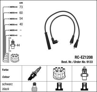 Zapalovací kabely NGK Mazda 626 2.0 (08.89-07.91) RC-EZ1208 9133 (sada)