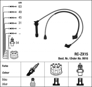 Zapalovací kabely NGK Mazda 626 2.0 (09.87-05.92) RC-ZX15 9916 (sada)