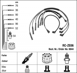 Zapalovací kabely NGK Mazda 929 3.0 (12.86-05.89) RC-ZE06 9844 (sada)