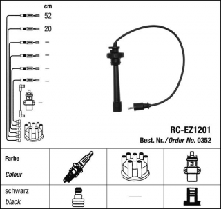 Zapalovací kabely NGK Mazda MPV 2.0 (06.99-10.00) RC-EZ1201 352 (sada)