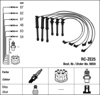 Zapalovací kabely NGK Mazda MX-3 1.8 (01.94-12.98) RC-ZE25 9859 (sada)