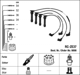 Zapalovací kabely NGK Mazda Xedos 6 1.6 (01.92-03.94) RC-ZE37 9898 (sada)