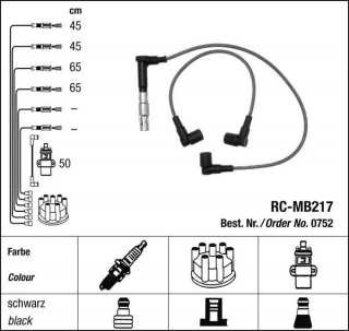 Zapalovací kabely NGK Mercedes 190 2.5 E-16 (01.87-05.93) RC-MB217 752 (sada)