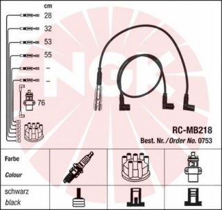 Zapalovací kabely NGK Mercedes 200-123 2.0 (02.76-02.79) RC-MB218 753 (sada)