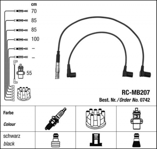 Zapalovací kabely NGK Mercedes 200-124 2.0 CE (09.89-05.93) RC-MB207 742 (sada)
