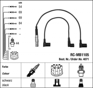 Zapalovací kabely NGK Mercedes 230-124 2.3 CE (09.86-07.89) RC-MB1105 4071 (sada)