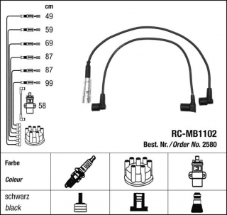 Zapalovací kabely NGK Mercedes 280-107 2.8 SLC (03.71-02.76) RC-MB1102 2580 (sada)