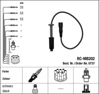 Zapalovací kabely NGK Mercedes 280-124 2.8 TE (06.92-06.93) RC-MB202 737 (sada)