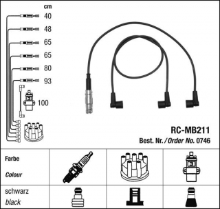 Zapalovací kabely NGK Mercedes 300-107 3.0 SL (08.85-08.89) RC-MB211 746 (sada)