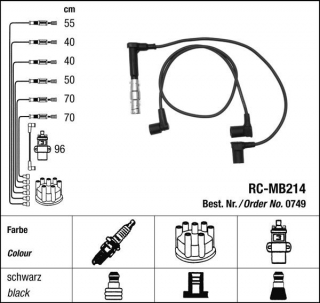 Zapalovací kabely NGK Mercedes 300-129 3.0 SL-24 (09.89-05.93) RC-MB214 749 (sada)