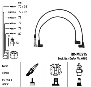 Zapalovací kabely NGK Mercedes 420-126 4.2 SE (10.86-07.89) RC-MB215 750 (sada)