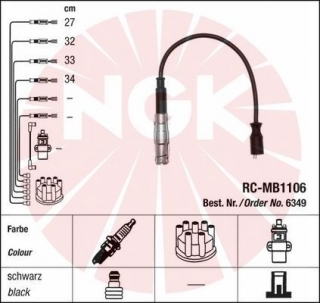 Zapalovací kabely NGK Mercedes B-Class B200 2.0 (03.05-11.11) RC-MB1106 6349 (sada)