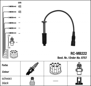 Zapalovací kabely NGK Mercedes E200-124 2.0 (06.93-07.96) RC-MB222 757 (sada)