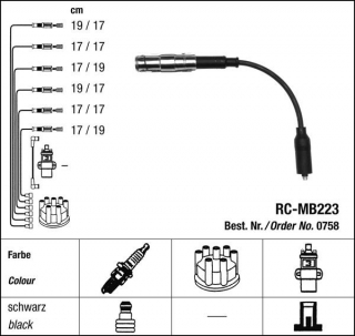 Zapalovací kabely NGK Mercedes M-Class ML320 3.2 (04.98-08.02) RC-MB223 758 (sada)