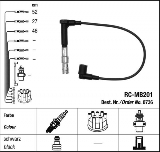 Zapalovací kabely NGK Mercedes S-Class S320-140 3.2 (06.93-07.98) RC-MB201 736 (sada)