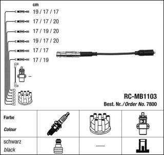 Zapalovací kabely NGK Mercedes S-Class S430 4.3 (09.98-08.05) RC-MB1103 7800 (sada)