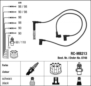 Zapalovací kabely NGK Mercedes S-Class S500-140 5.0 (06.93-09.95) RC-MB213 748 (sada)