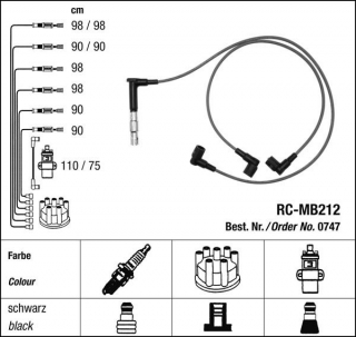 Zapalovací kabely NGK Mercedes SL SL500 5.0 (06.93-05.98) RC-MB212 747 (sada)