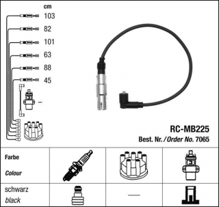 Zapalovací kabely NGK Mercedes V-Class V280 2.8 (07.97-07.03) RC-MB225 7065 (sada)