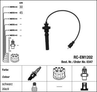 Zapalovací kabely NGK Mitsubishi Carisma 1.3 (09.00-10.04) RC-EM1202 347 (sada)