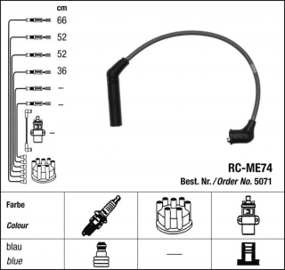Zapalovací kabely NGK Mitsubishi Colt 1.3 (08.01-05.04) RC-ME74 5071 (sada)