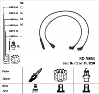Zapalovací kabely NGK Mitsubishi Colt 1.4 (12.78-01.84) RC-ME54 9296 (sada)