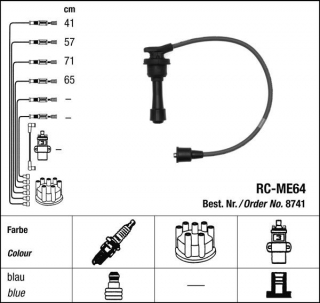 Zapalovací kabely NGK Mitsubishi Galant 2.0 GTi (01.88-10.92) RC-ME64 8741 (sada)