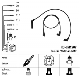 Zapalovací kabely NGK Mitsubishi L300 1.6 (02.80-05.94) RC-EM1207 5917 (sada)