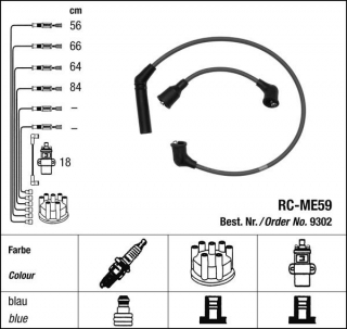 Zapalovací kabely NGK Mitsubishi Lancer 1.8 GTi (06.92-07.93) RC-ME59 9302 (sada)